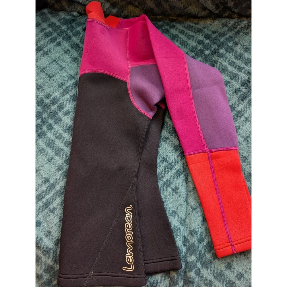 Lemorecn Kids Wetsuit Top Long Sleeve Neoprene Zip Front Colorblock Pink Size 6